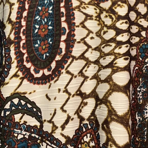 Long Blazer Jacket Multiples Top Brown Cream Teal Paisley NWT Plus Sz 2X - Picture 4 of 12